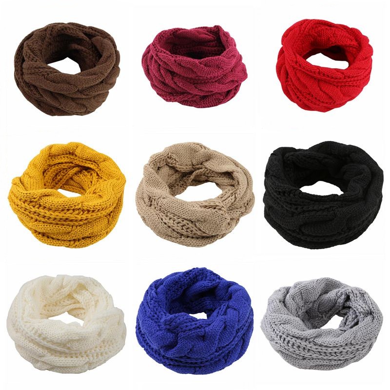 

Twisted Infinity Knitted Scarves Winter Wool Collar Neck Gaiter Men Plain Ring Solid Shawl Women Home Designer Collars Autumn Winters Thick Warm Scarf BC197