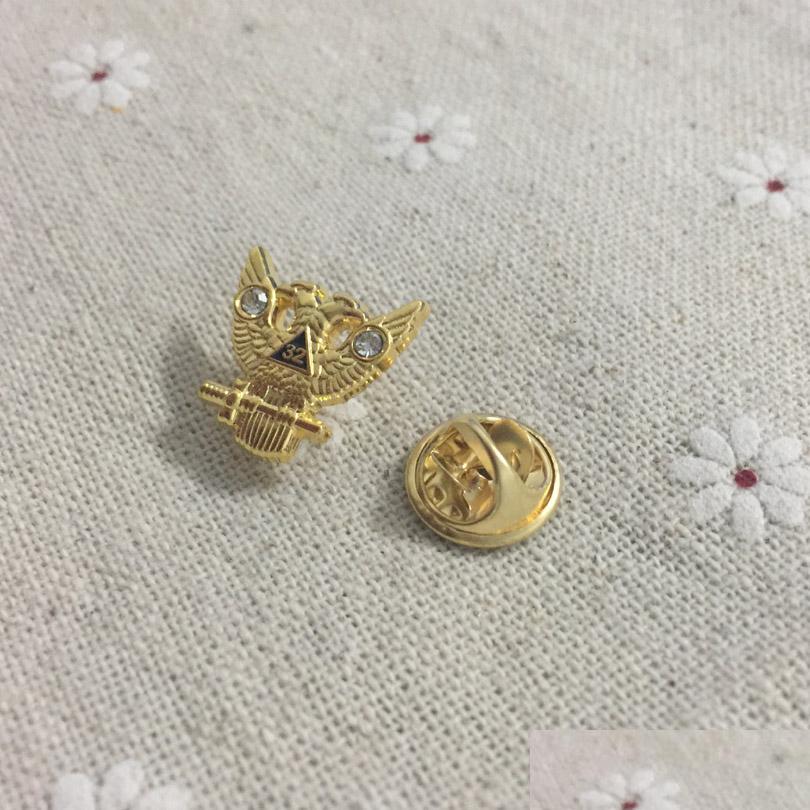 

Pins Brooches 10Pcs Masonic Pins And Brooch 32 Degree Eagle Lapel Pin Gold Color Scottish Rite Rays Custom Metal Badge Craft Owl Ma Dhqnj