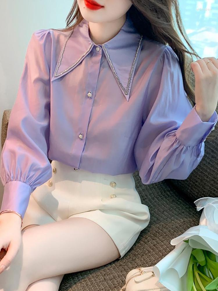 

Women' Blouses Hirt Women Temperament Autumn Design Fashion Unique Long Sleeve Formal Chiffon Office Ladies Work Tops, Purple