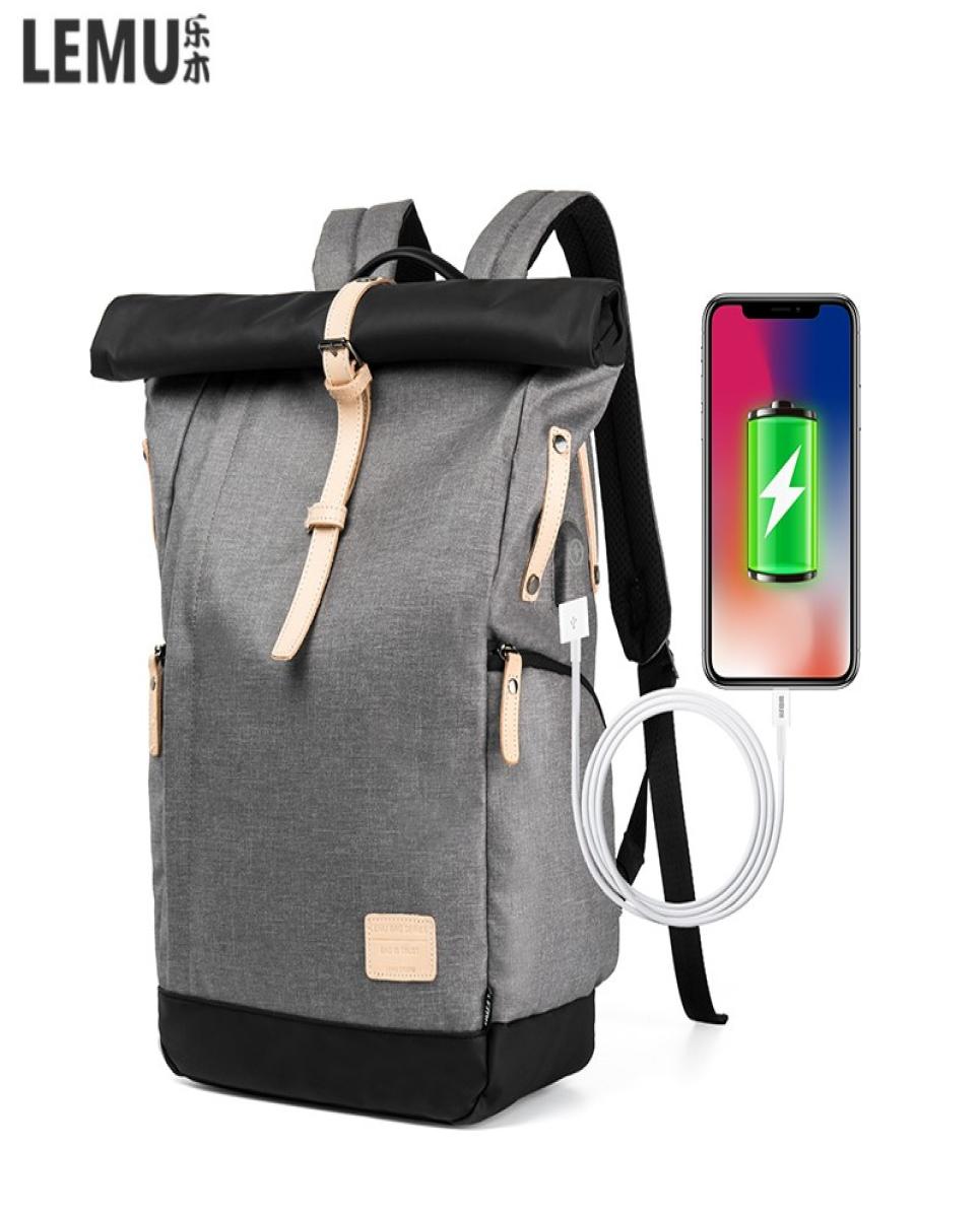

Lemu New Men Backpack Hiking Outdoor Bags Laptop Backpack Large Capacity Stundet Casual hidden charging USB interface2232710, Black blue