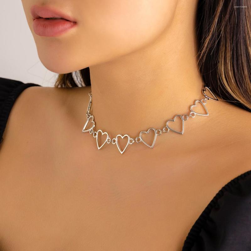

Choker IngeSight.Z Gothic Metal Hollow Heart Necklace For Women Korean Fashion Silver Color Clavicle Chain Collier Jewelry 2022