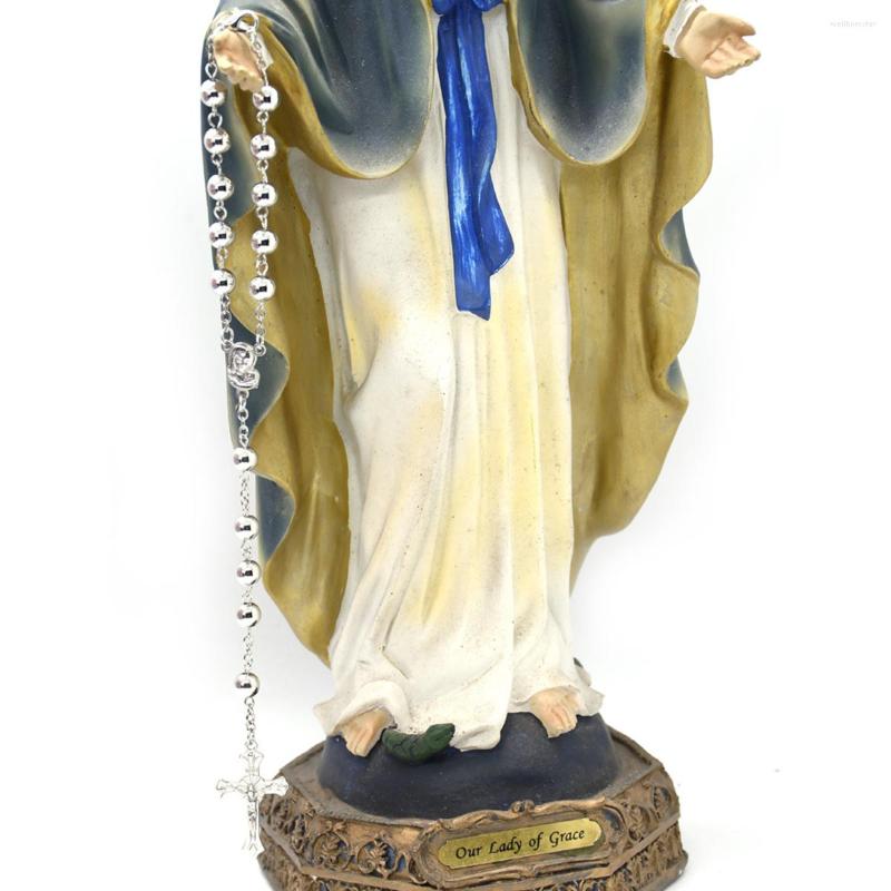 

Link Bracelets Religious Jesus Cross Pendant Bracelet Silver Color Zinc Alloy Rosary Beads Catholic Prayer Car Hanging Jewelry Gift