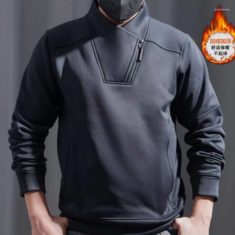 

Men's Hoodies Style Hoodless Stand Collar Functional Sweatshirt -6XL Tactical Sweater Men's Long Sleeve Coat Streetwear Men Clothing, Black