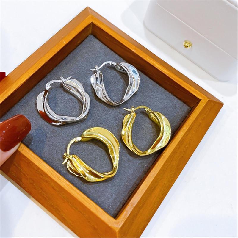 

Hoop Earrings Trendy Jewelry 18k Gold Plated Chunky Big Circle Dangle Fancy S925 Sterling Irregular For Women