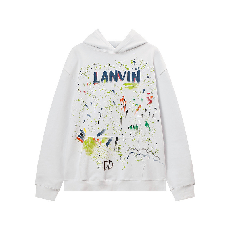 

Lanvin Fashion Brand Mens Hoodie Couples High Street Color Print Sweatshirts Loose Pullover Sweater Size S-XL, White