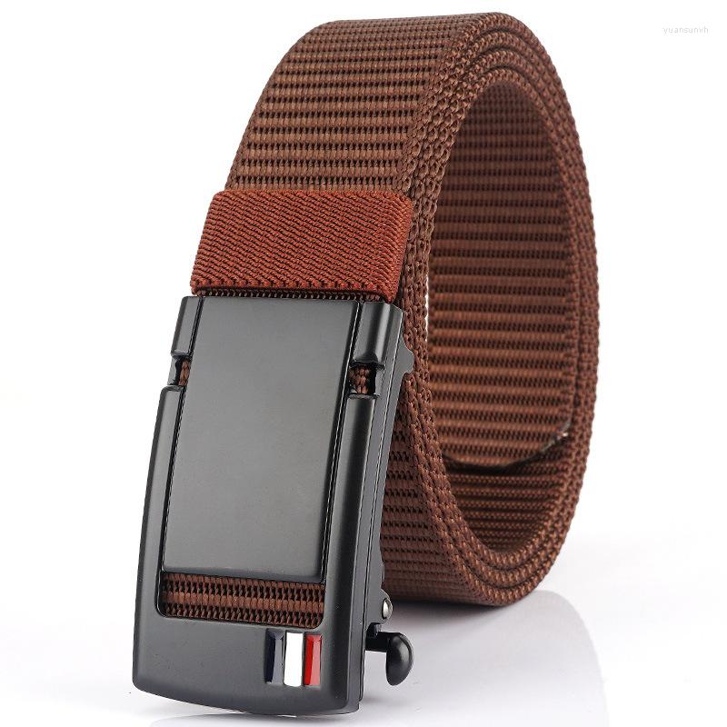 

Belts 2022 Summer Sell Men Belt 120cm 3.4cm Nylon Weave Waistband Metal Automatic Buckle Male Ceinture Outdoors Sports Girdle 39, Black