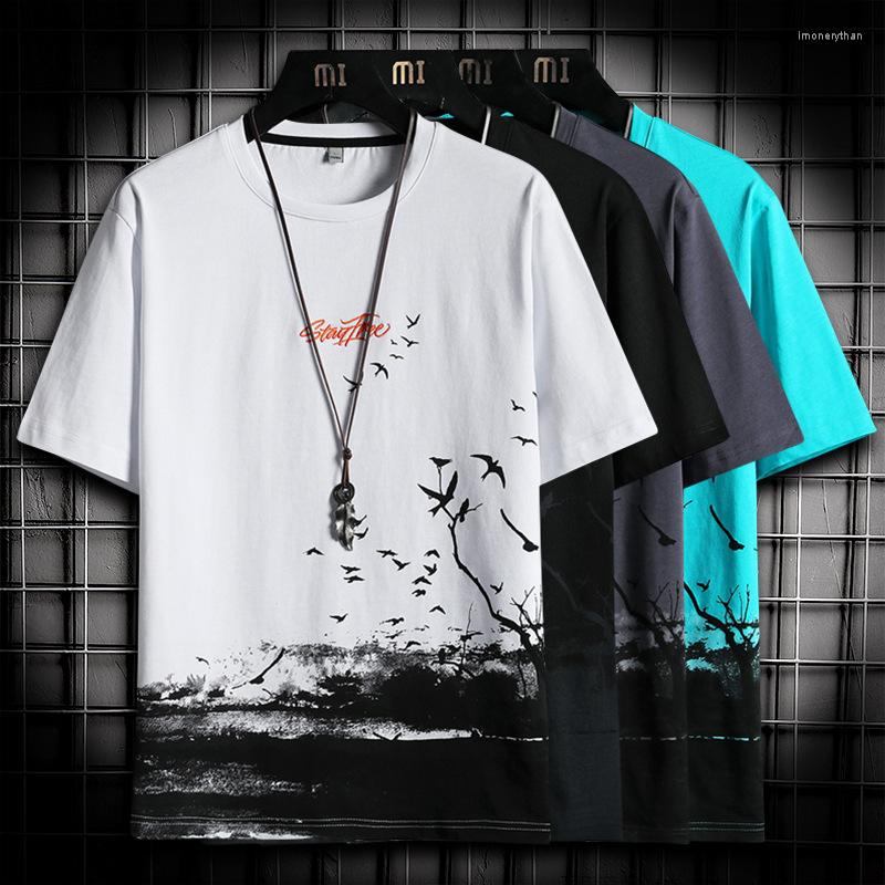 

Men's T Shirts Ice Silk Short-sleeved T-shirt Summer Tide Brand Ins 2022 Trend Loose Half-sleeved Clothes, Black