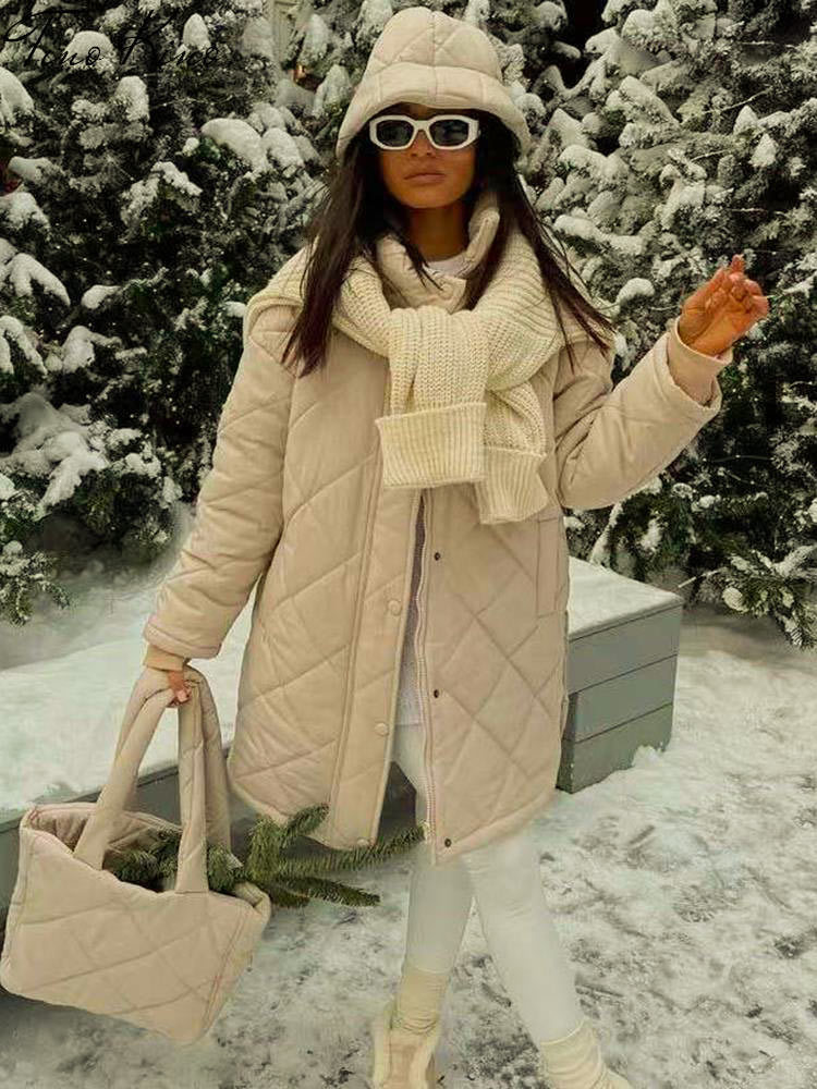 

Women  Down Parkas Jacket Loose Padded Long Lingge Winter Casual Turn Collar Overcoat With Bags Office Lady Outwear Woman Clothes 221208, 02 blue