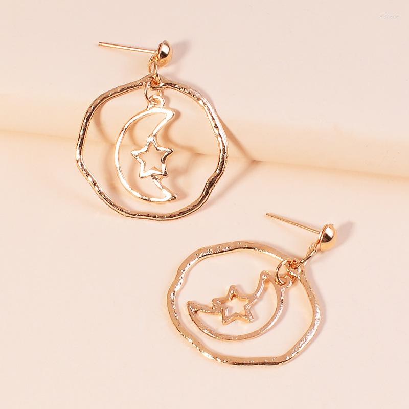 

Hoop Earrings Fashion Irregular Star Moon For Women Gold Color Simple Metal Creative Loop 2022 Trend Jewelry Brincos