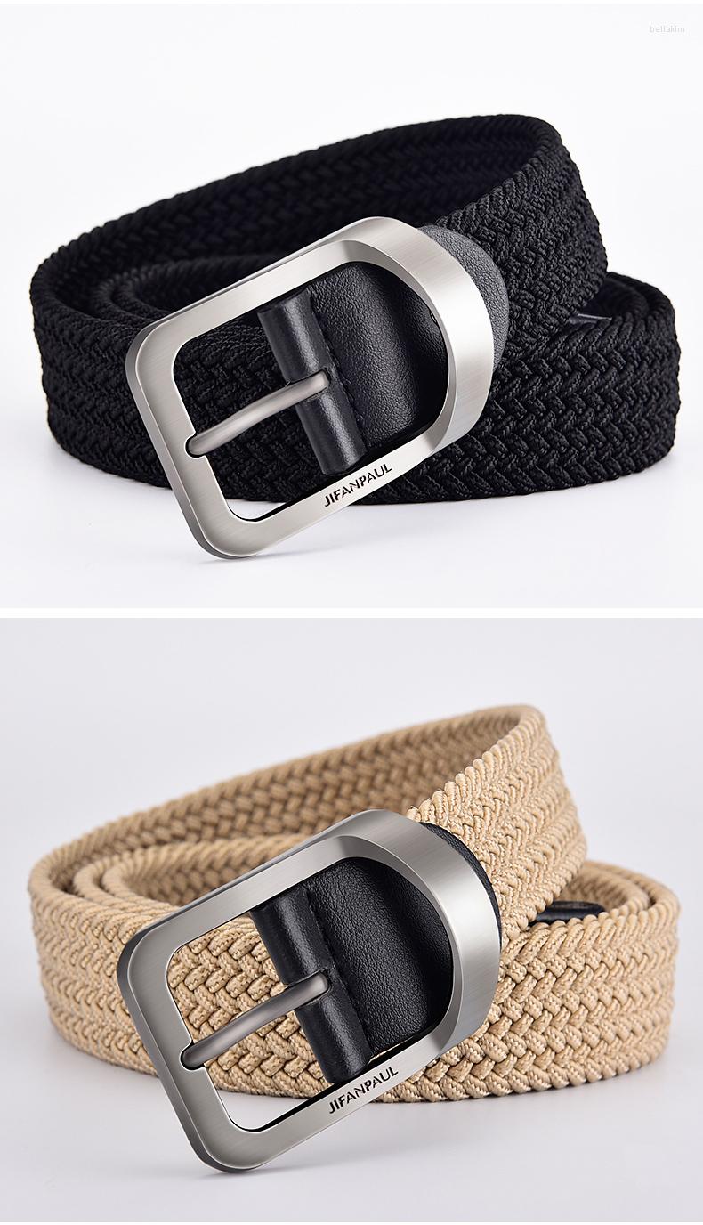 

Belts Men And Women Fashion Nylon Belt Alloy Casual Wild Stretch Jeans Decoration Ins Wind Design, Black
