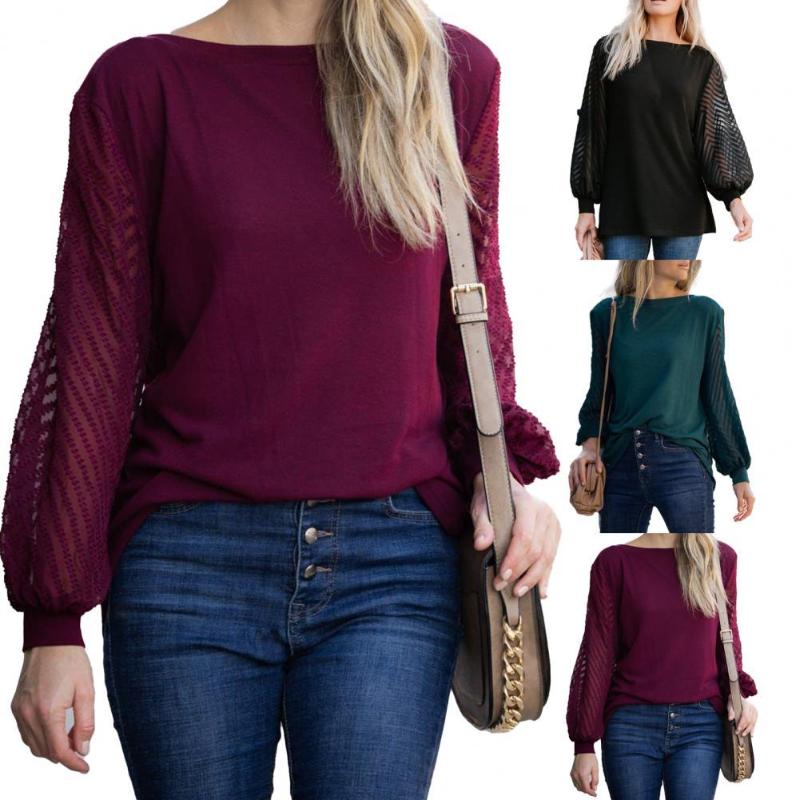 

Women' Blouses & Shirts Women Blouse Lantern Sleeve Pullover Top Ruffle Long Jumper Lady Shirt, Army green