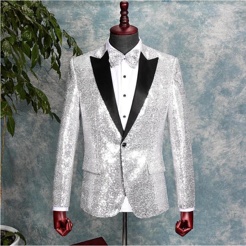 

Men's Suits Sequin Blazer Jacket Men Nightclub Wedding Party Suit Stage Singers Clothes, Royal blue