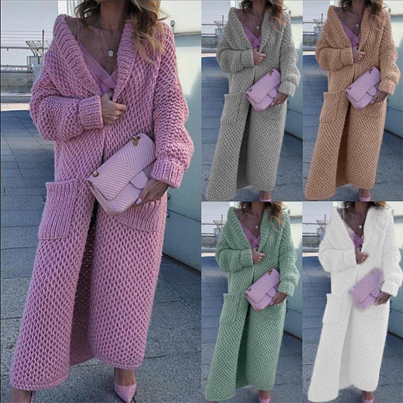 

Women's Knits Tees DIHOPE Long Cardigan Sweater Loose Knitting Casual Cardigans Knitted Jackets Korean Oversized Jumpers Tops 221207