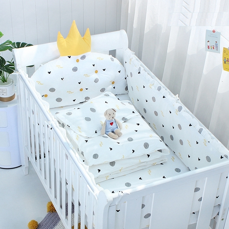 

Bed Rails 5Pcs Set born Baby Cot Bumpers Crib Protector Reducer For Sleeping Kids Protective Fence Cotton Printting Sheet 221208