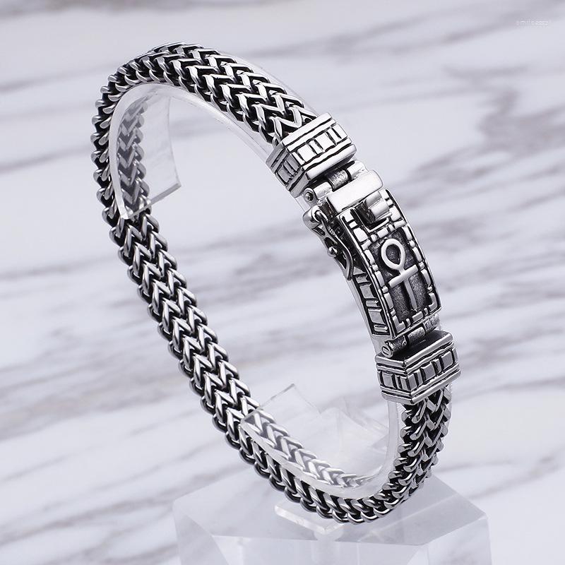 

Link Bracelets European And American Hip Hop Jewelry Double Row Bracelet Men's Personality Punk Titanium Steel