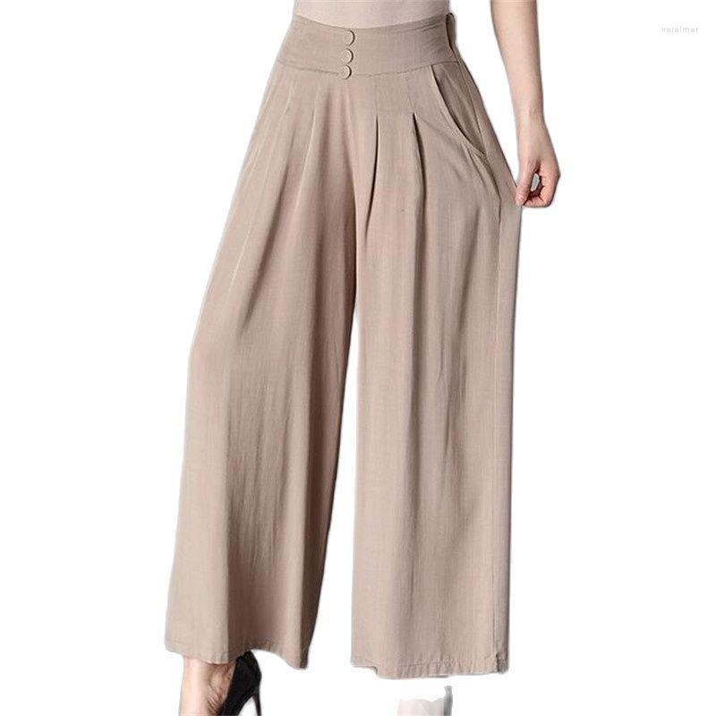

Women's Pants Wide Leg Women Trousers Big Size Summer Cotton Linen Elastic Waist Leisure Female BN3657, Red