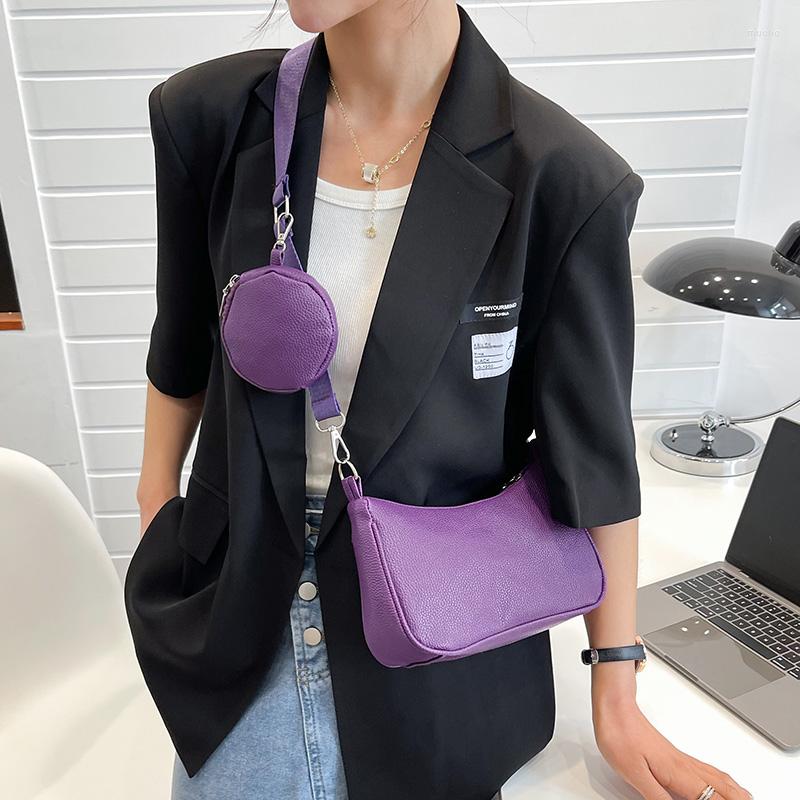 

Evening Bags Small Satchel Women Shoulder Bag 2 Pieces Set Messenger For Pu Leather Handbags Purse Fashion Crossbody Lady, Purple messenger bag