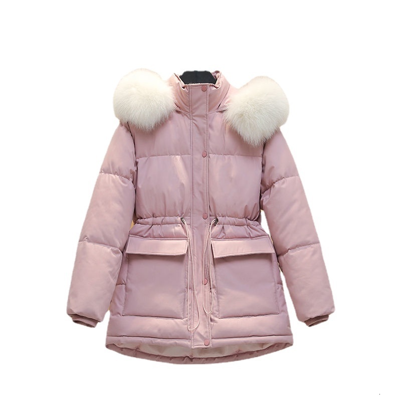 

Women's Down Parkas Jacket Winter Long Warm Fashion Solid Color Hooded Fur Collar Korean Parka Coat Women Clothing K482 221207, Black