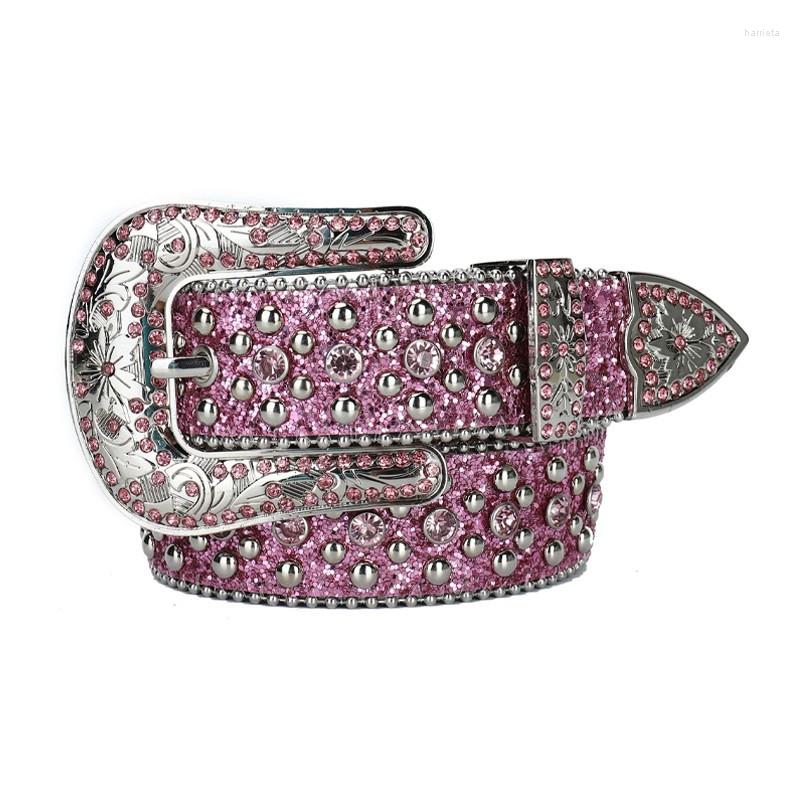

Belts Designer Punk Rhinestone Studded Belt For Women Black PU Leather Women's Waist Fashion