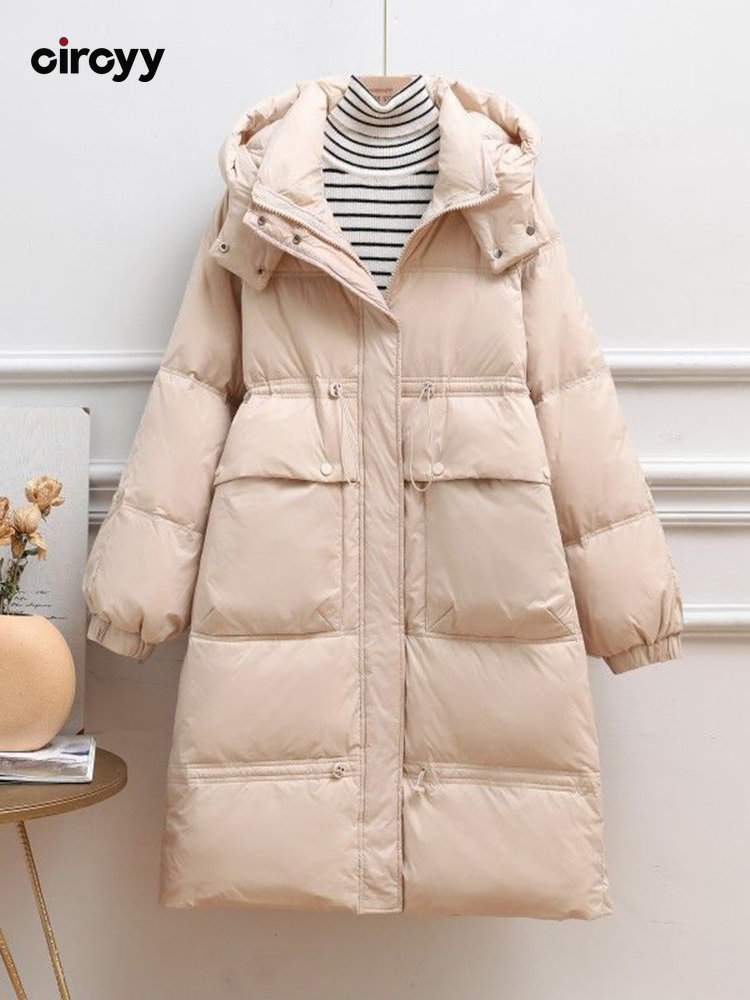 

Women's Down Parkas Winter Jacket Women Long Parka Hooded Coat Length Loose Warm Fashion Female Puffer Black Outerwear Clothes 221207, Light green