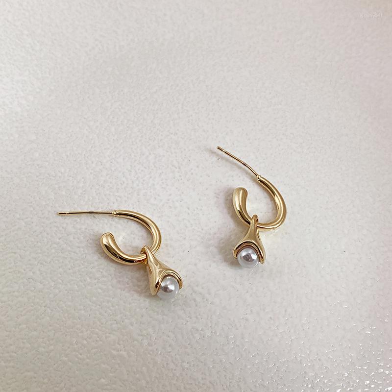 

Hoop Earrings WTLTC Drop Peals C Shaped For Women Hanging Pendant Charms INS Open Circle Hoops Retro 2022