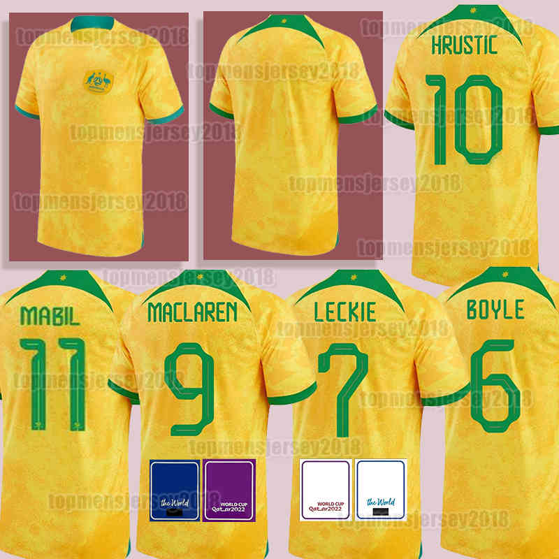 

2022 2023 Australia Soccer Jerseys BOYLE LECKIE Jersey Camiseta de futbol Maillots HRUSTIC MACLAREN MABIL MOOY McGREE IRVINE TAGGART Football Shirt Uniforms 22 23, Men (ao da li ya)+patch