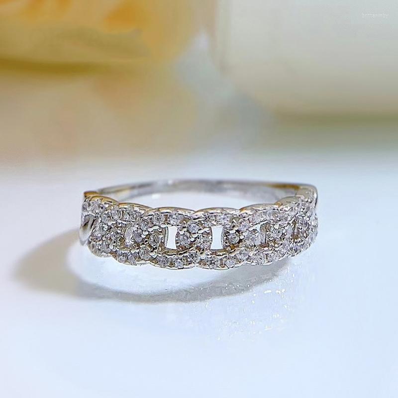 

Cluster Rings 925 Sterling Silver High Carbon Diamond Cuban Ring Women's Shiny Wedding Party Premium Jewelry Gifts Wholesale
