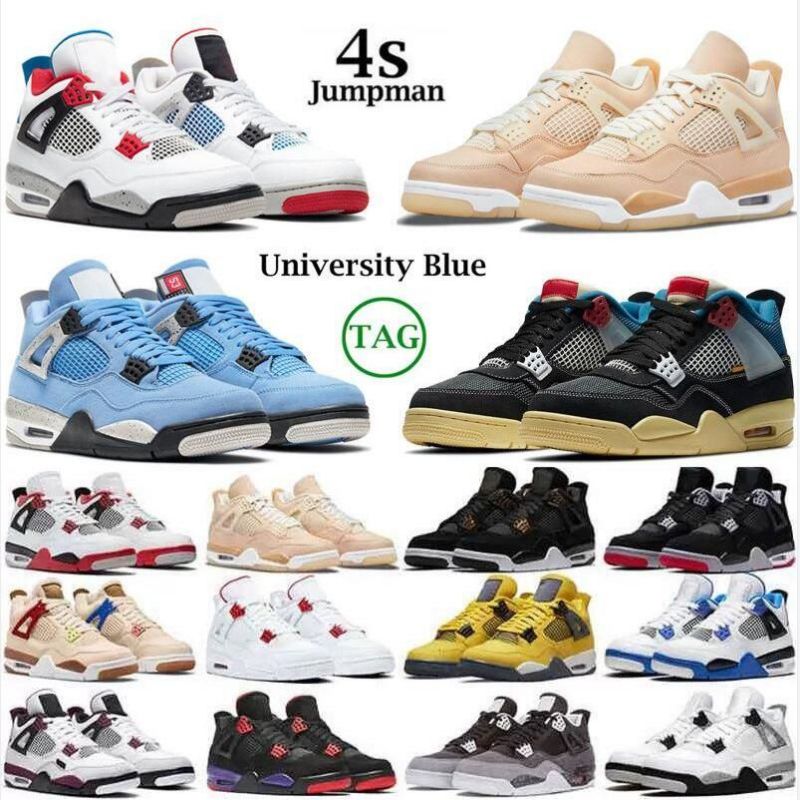 

Jumpman 4 4s Basketball Shoes Women Men UNC Black Cat University Blue White Oreo Fire Red Thunder Sail Grey Pure Trainers sports Sneakers Yellow, Socks