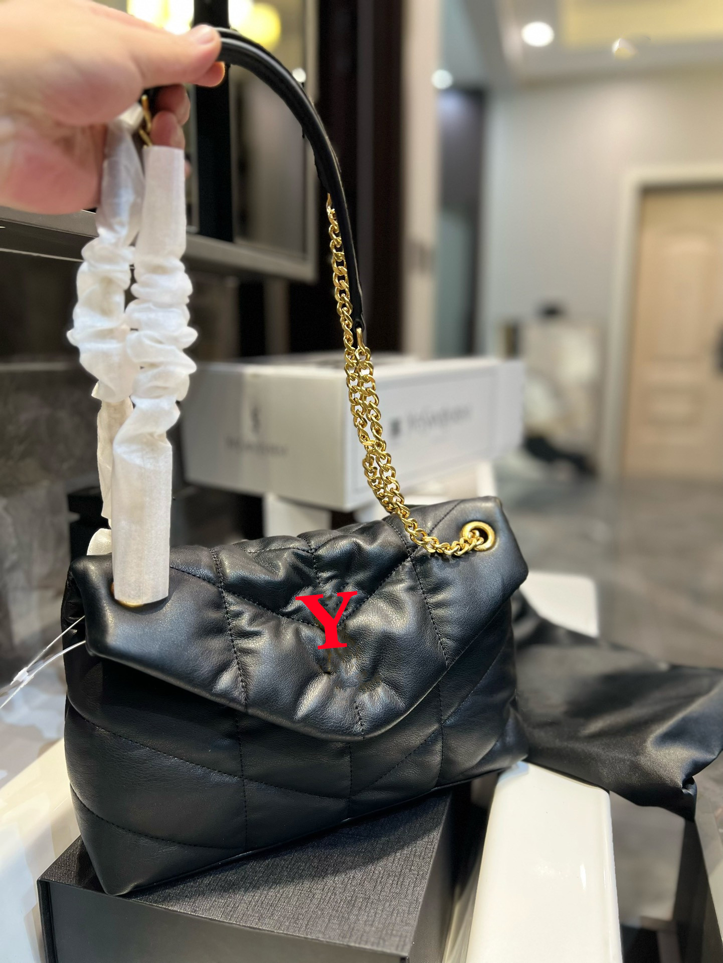 

Fashion Womens Puffer Bag Luxurys Designer Leather Bags Women Handbag Crossbody Lady Shoulder WOC LOULOU Bag Flip Cover Femal Black Gold Silver Chain Tote Coin Purse, Extra freight