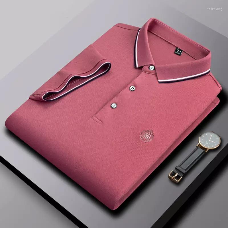 

Men's Polos Brand Logo Short Sleeve Polo Shirt Men's Clothing 2022 Summer Business Casual Lapel Top Solid Color High Quality Luxury, Blue