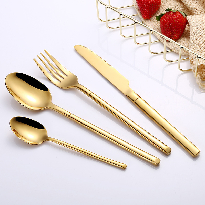 Gold Flatware Set Stainless Steel Cutlery Knife Fork Spoon Set Tableware Dinnerware-image-400523917