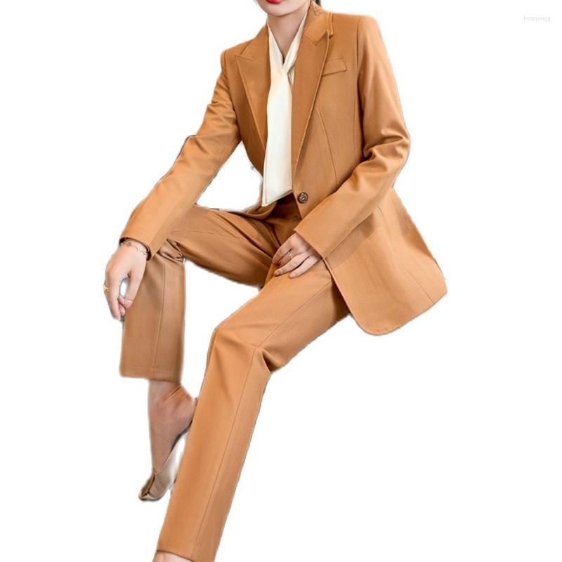 

Women' Two Piece Pants Pink Blue And Black 3-color Suit For Women In Spring Autumn Large Professional Dress Fashion Temperament, Suit with pants