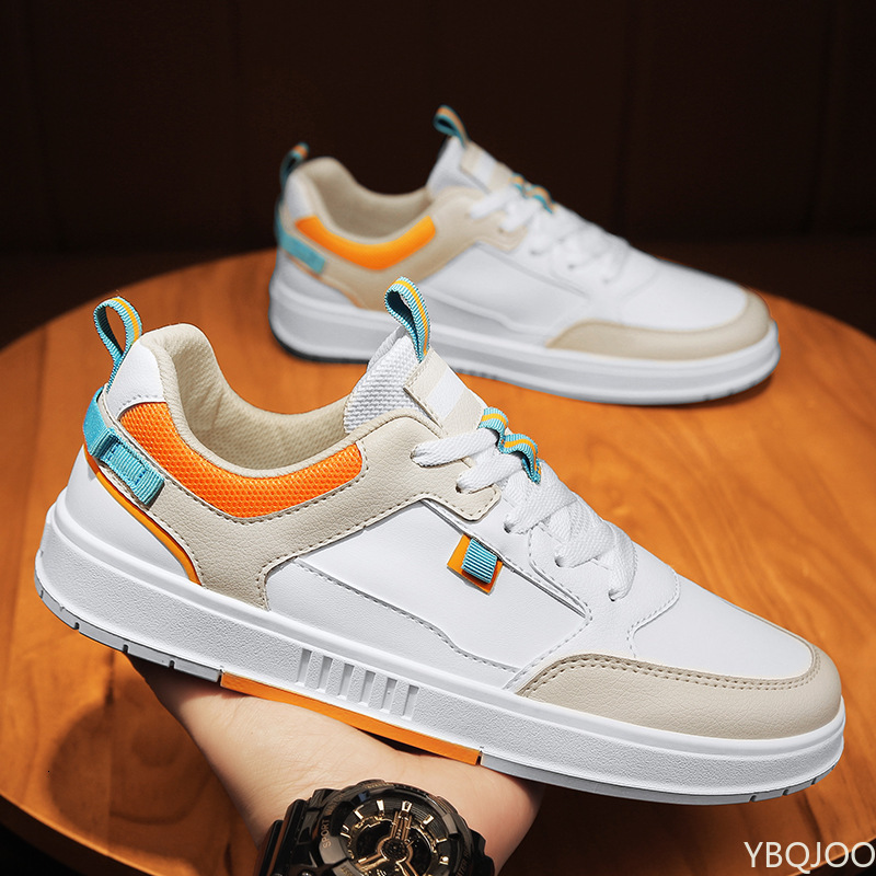 

Dress Shoes Fashion Men s Sneakers White Sneaker Sport Casual Flat High Quality Men Shoe Zapatos Deportivos Size  44 221207, White orange