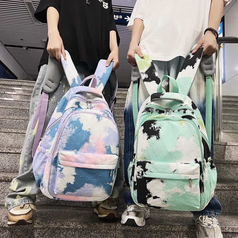 

Backpack Fashion Brand Tie-dye Shoulders Male and Female College Students Large Capacity Printed Fashion Gradient Backpack, Aspic
