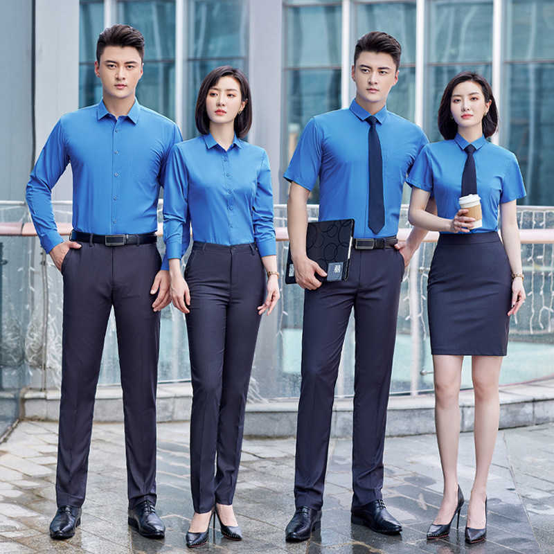 

Work Clothes Own Long Sleeved Printed Embroidery Durable Men' and Women' Busin Group Profional Formal Shirt, Short sleeve men's white shirt