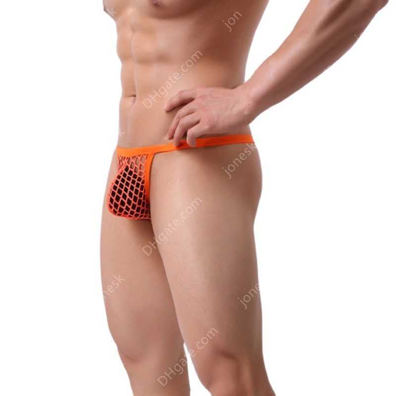 

Underpant Sexy Underwear Transparent Mesh Men Thong Jockstrap String Erotic Underpants Mens Thongs Cueca Gay Panties Male g Strings, Orange