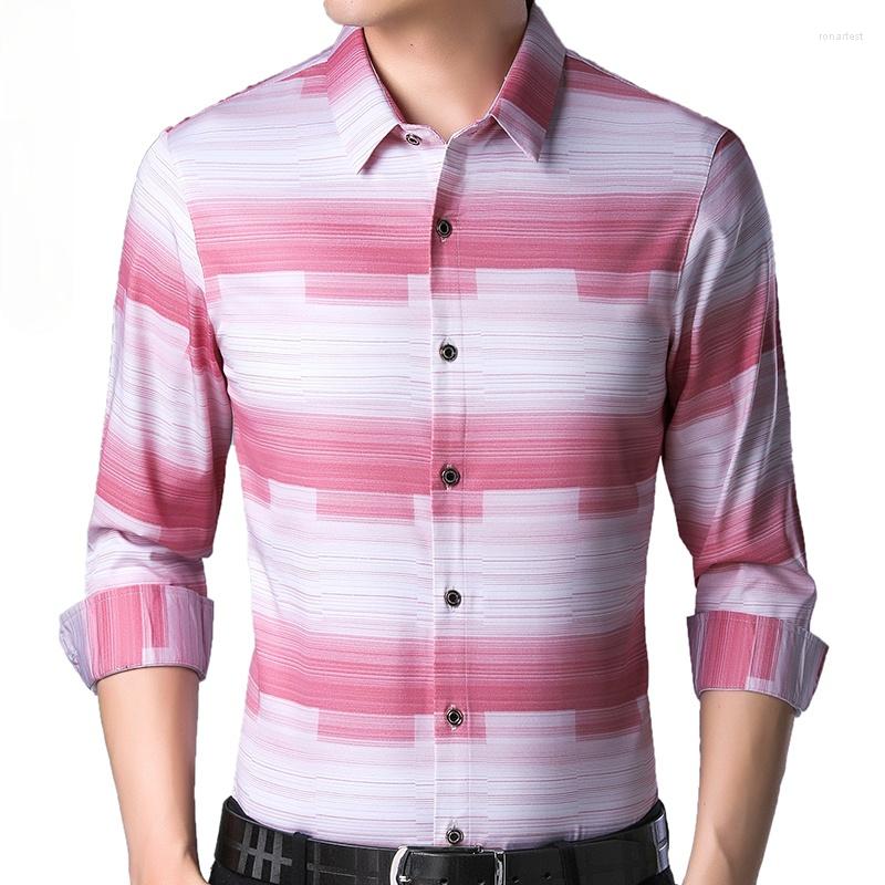

Men' Casual Shirts 2022 Brand Spring Luxury Striped Long Sleeve Slim Fit Men Shirt Streetwear Social Dress Mens Fashions Jersey 2308