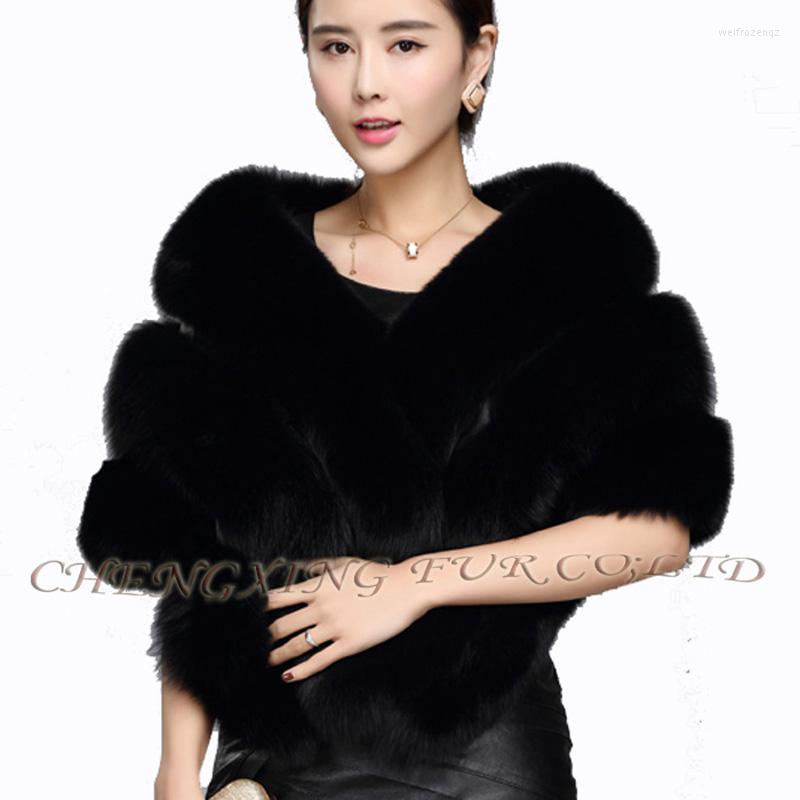 

Scarves CX-B-133C Women Latest Fashion Winter Bride Real Fur Shawl- Drop