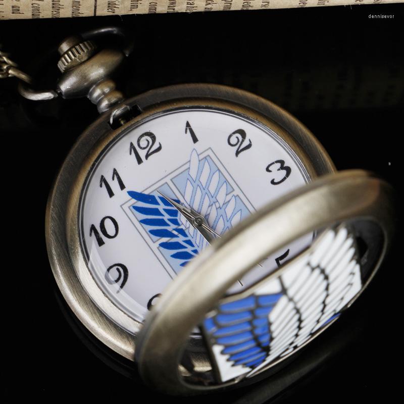 

Pocket Watches Creative Attack On Tatin Retro Bronze Watch Men Women Fashion Pendant Awesome Quartz Clock With Necklace Chain Gift