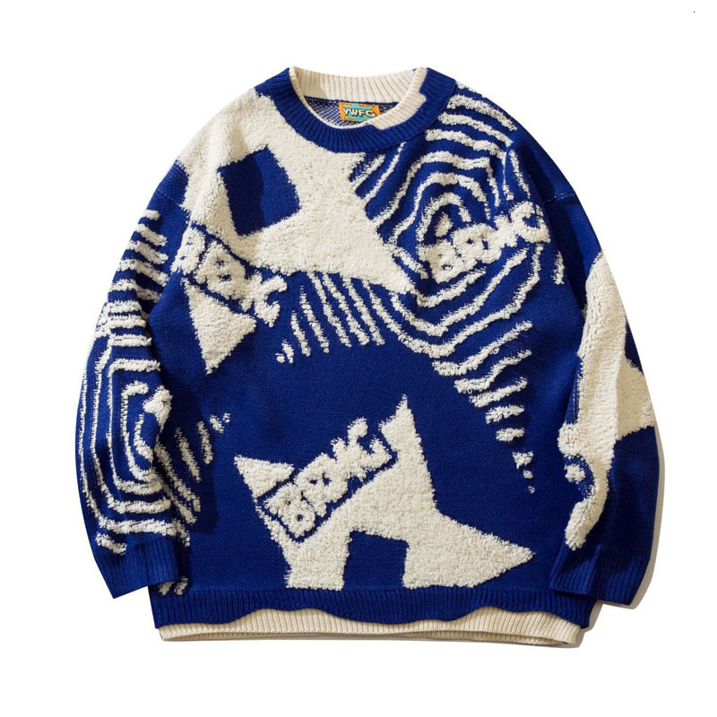 

Men' Sweaters Autumn Retro Round Neck Loose Letter Jacquard Fashion Casual Couple Harajuku Comfortable Knit 221207, Black