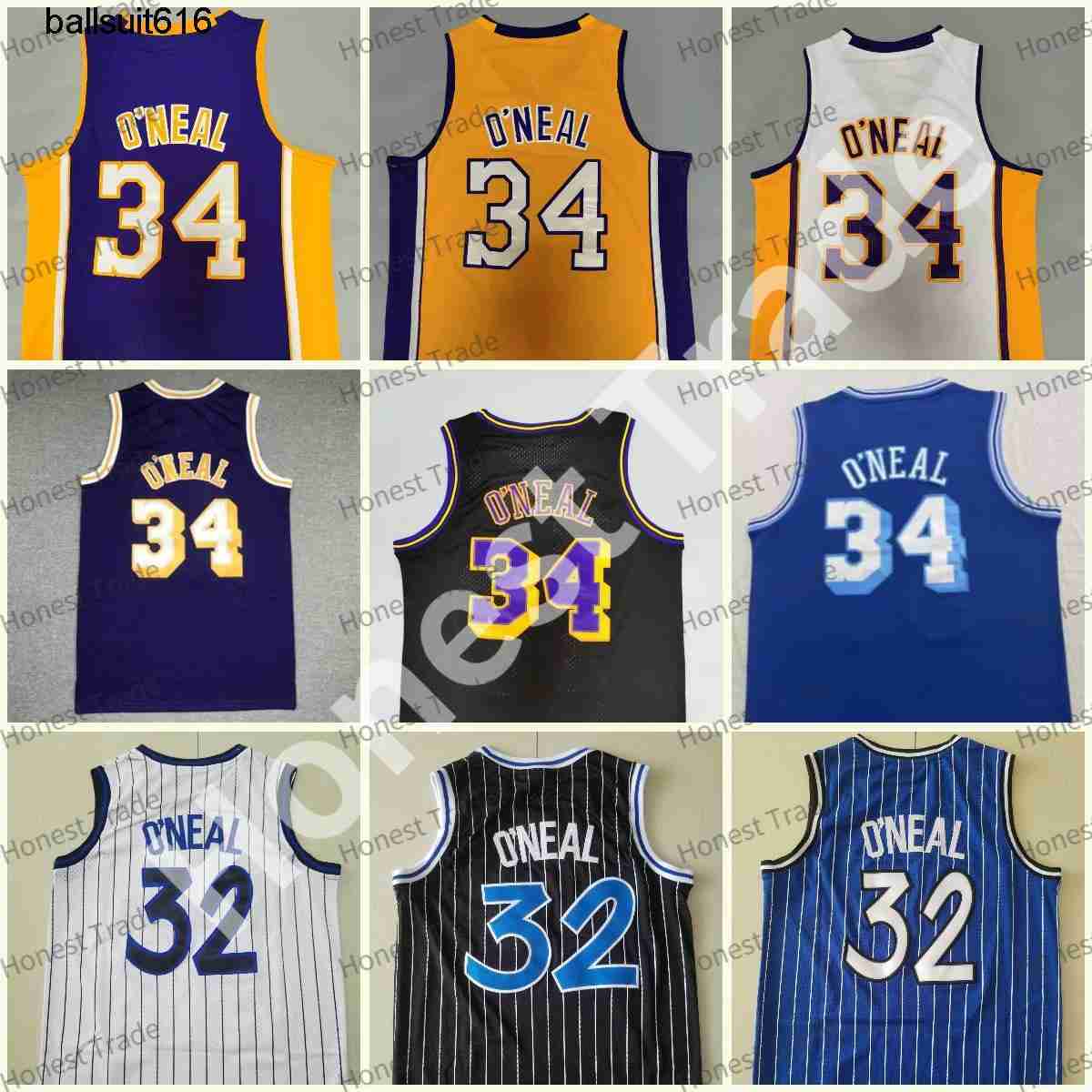 

Basketball Jerseys Mens 34 Shaquille ONeal 32 Yellow Basketball Jersey Shaq Neal Purple Men Stitched Jerseys, Men jersey