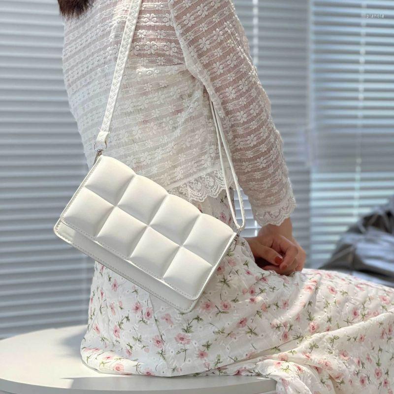 

Evening Bags Pure White Small Square Bag Women's 2022 Luxury Handbags High Quality PU Leather Shoulder Messenger Girl Fashion Shopper, Black