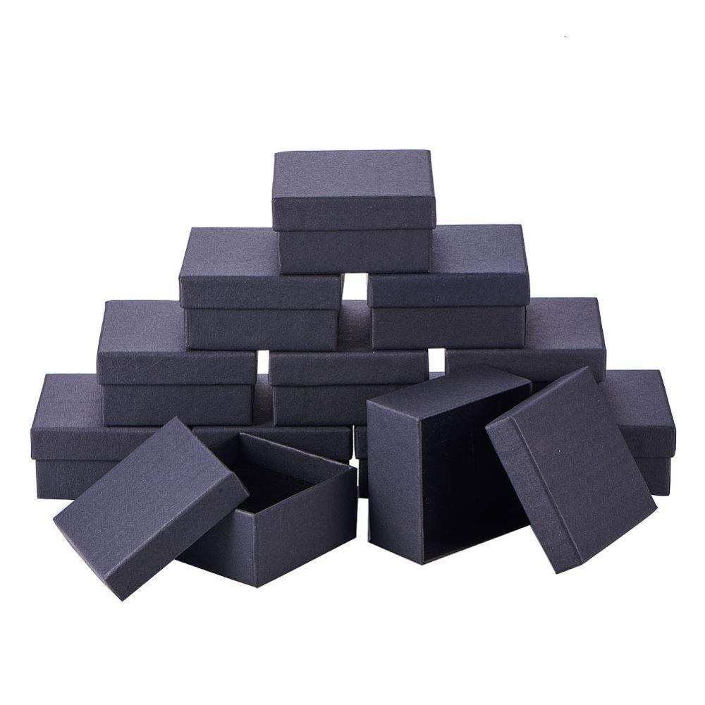 

Jewelry Boxes Pandahall 18 24 Pcs Lot Black Square Rectangle Cardboard Set Ring Gift for Jewellery Packaging F80 221208