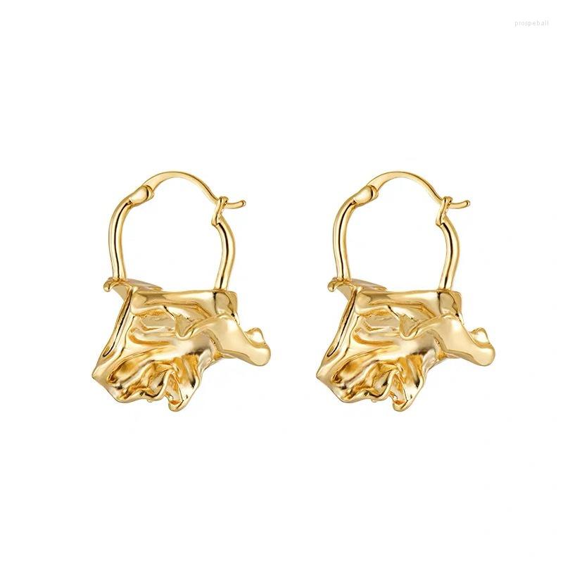

Hoop Earrings Hyperbole Metal Geometry Irregular Pendant Earring Fashion Vintage Exquisite Gold Color For Women Party Jewelry