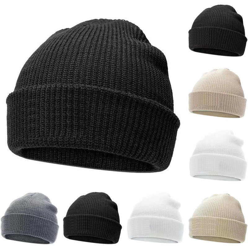 

2023 Mens Winter Cap Beanie Brand Warm Caps Beanies 2024 European American Women Hats Double-Layer Folded Knit Fashion Womens Woolen Hat, Color 2