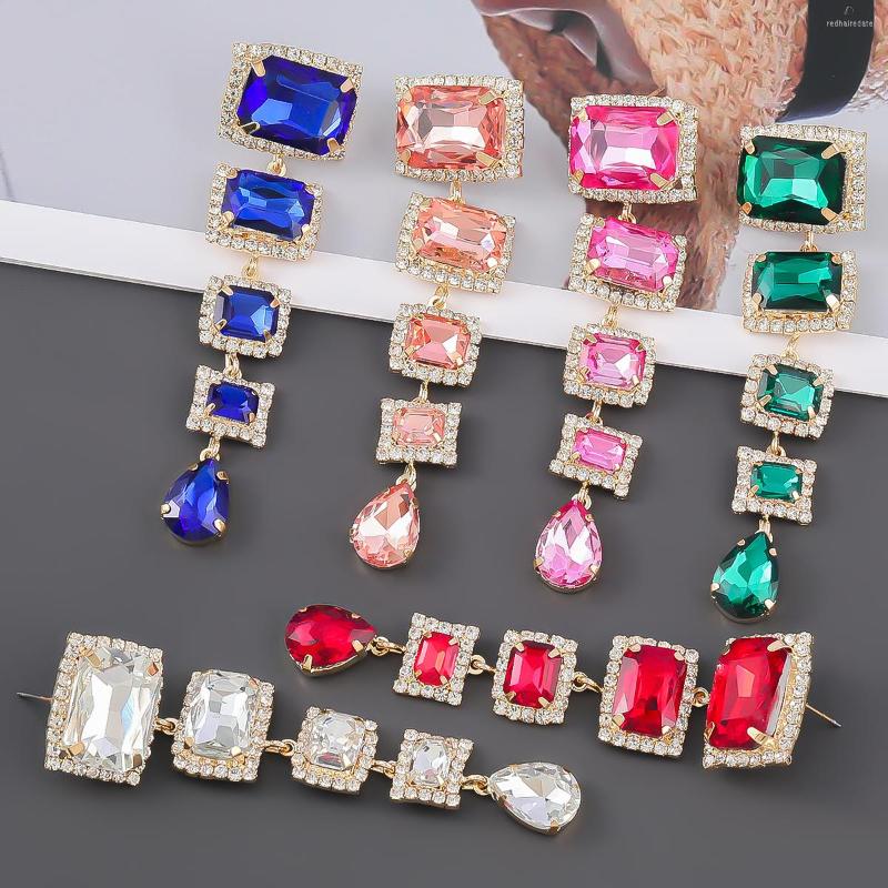 

Dangle Earrings Trend Metal Rhinestone Multi Layer Geometry Wedding Party Shiny Jewelry DOINGPRO Women's Accessories Gift