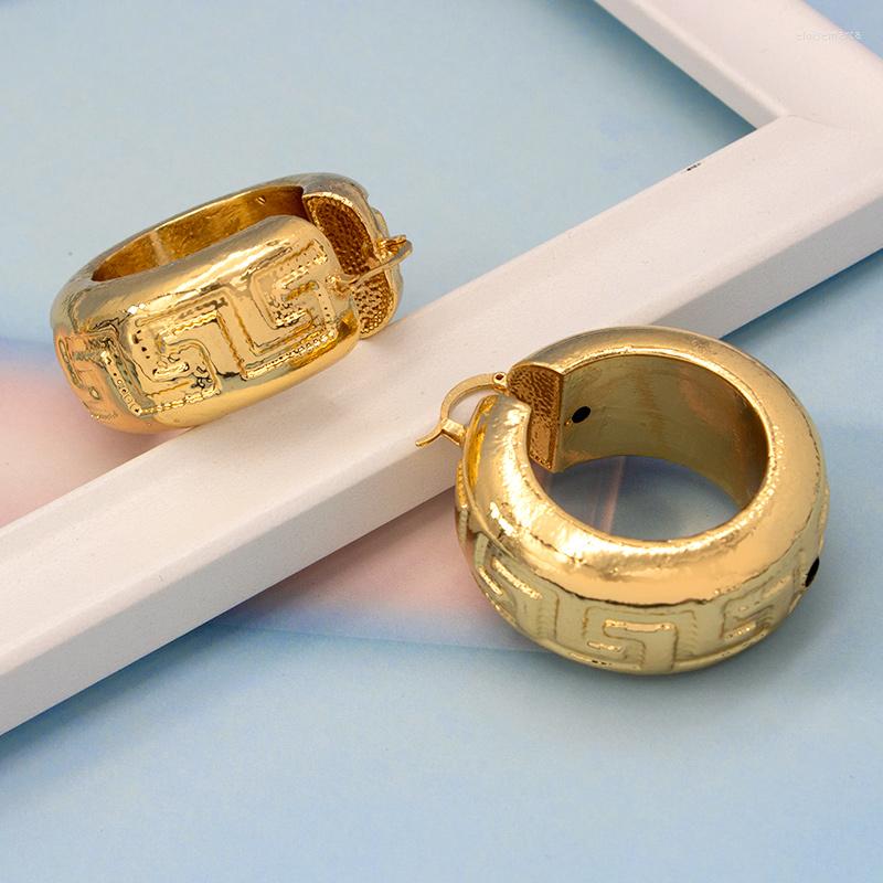 

Hoop Earrings For Women Round Marbling Pattern Copper 50mm Large Style Golden Fashion Jewelry Bridal Accessories
