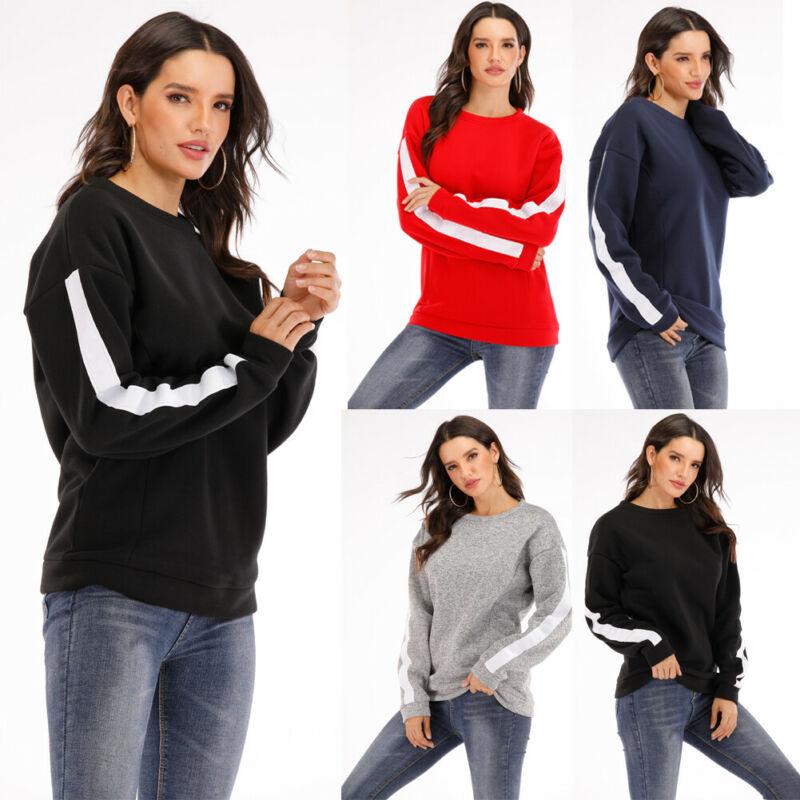 

Women' Blouses & Shirts Fashion Women Blouse Ladies Long Sleeve Pullover Casual Streetwear Loose Jumper Tops Size 8-14, Blue