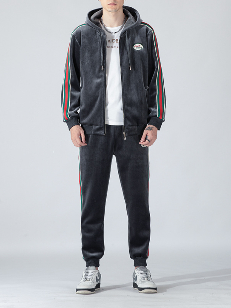 

Men's Tracksuits Tracksuit Men Sets Winter Hoodies Pants Training Sport Running Warm Sportswear 2 PieceSports Suit Jogger 221207, Grey