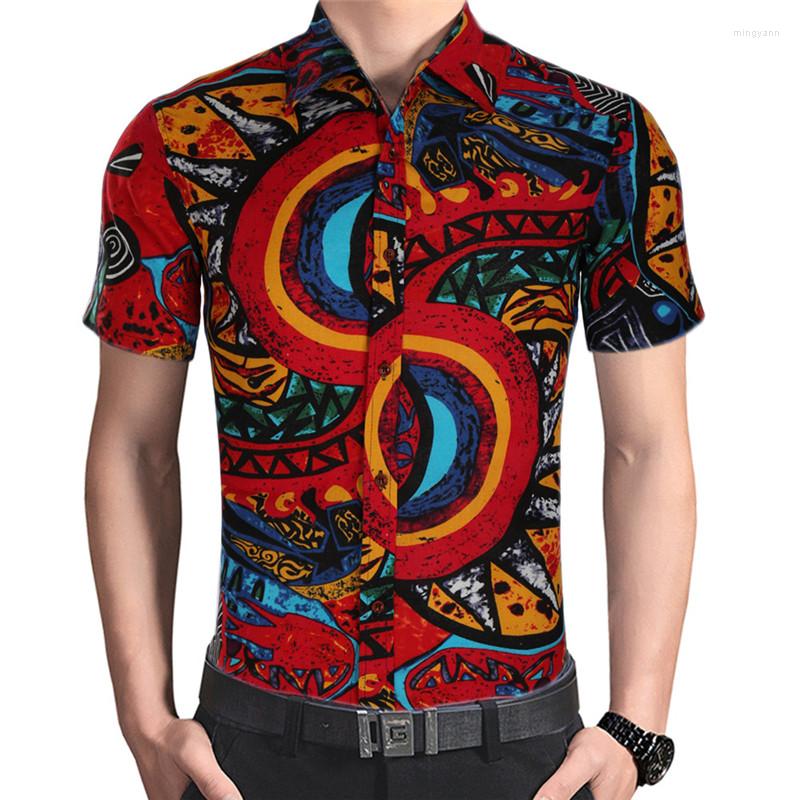 

Men' Casual Shirts Summer Men' Cotton Fashion Comfortable And Breathable Short-sleeved Lapel Floral Tops For Men, C606